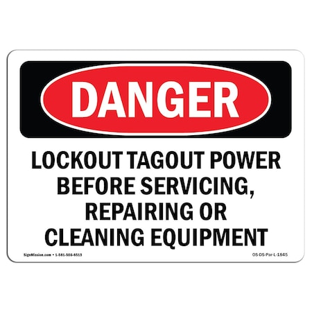 Signmission OSHA Danger, Lockout Tagout Power Servicing Repairing, 10in X 7in Aluminum, 7" W, 10" L, Landscape OS-DS-A-710-L-1845